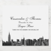 NYC Wide Skyline Etched BW-Bierflasche-Etikett Bierflaschenetikett (Einzelnes Label)