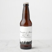 NYC Wide Skyline Etched BW-Bierflasche-Etikett Bierflaschenetikett (Vorderseite)