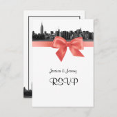 NYC Wide Skyline Etched BW Coral UAWG #2 RSVP Karte (Vorne/Hinten)