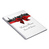 NYC Wide Skyline Etched BW Dk Red Plane Notebook Notizblock (Rechte Seite)