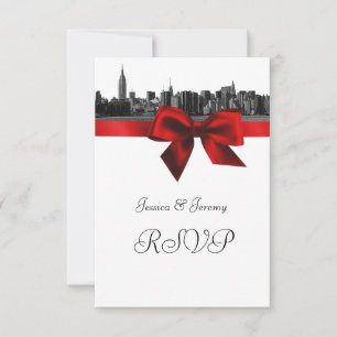 NYC Wide Skyline Etched BW Dk Red UAWG #1 RSVP Karte