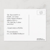 NYC Wide Skyline Etched BW Green Save the Date Ankündigungspostkarte (Rückseite)