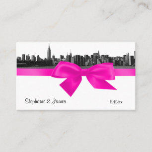 NYC Wide Skyline Etched BW Hot Pink Escortkarten Platzkarte