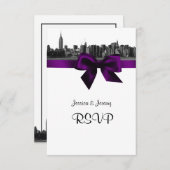 NYC Wide Skyline Etched BW Lila UAWG 1 RSVP Karte (Vorne/Hinten)