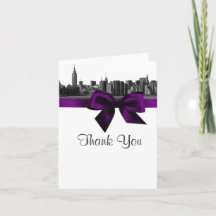 NYC Wide Skyline Etched BW Lila Vielen Dank Dankeskarte
