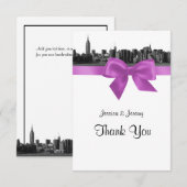 NYC Wide Skyline Etched BW Lilac Vielen Dank Dankeskarte (Vorne/Hinten)