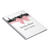 NYC Wide Skyline Etched BW Pink Plane Notebook Notizblock (Rechte Seite)