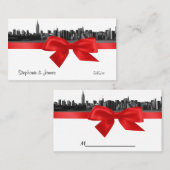 NYC Wide Skyline Etched BW Red Platzkarte (Vorne/Hinten)