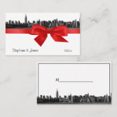 NYC Wide Skyline Etched BW Red Platzkarten #2 (Vorne/Hinten)