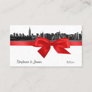 NYC Wide Skyline Etched BW Red Platzkarten #2