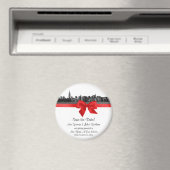 NYC Wide Skyline Etched BW Red Save the Date R Magnet (In Situ (Geschirrspüler))
