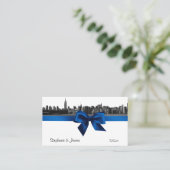 NYC Wide Skyline Etched BW Royal Bl Platzkarten #2 (Stehend Vorderseite)