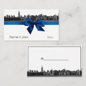NYC Wide Skyline Etched BW Royal Bl Platzkarten #2 (Vorne/Hinten)