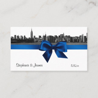 NYC Wide Skyline Etched BW Royal Blue Escortkarten Platzkarte