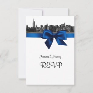NYC Wide Skyline Etched BW Royal Blue UAWG #2 RSVP Karte