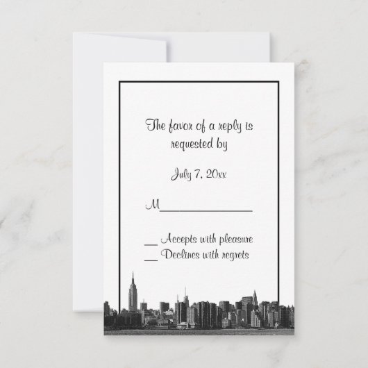 NYC Wide Skyline Etched BW Royal Blue UAWG #2 RSVP Karte (Rückseite)