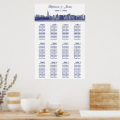 NYC Wide Skyline Etched BW Wedding Poster (Küche)