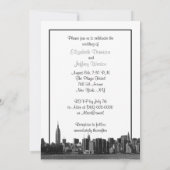 NYC Wide Skyline Etched BW Yellow Wedding Einladung (Rückseite)