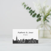 NYC Wide Skyline Etched Escortkarten Platzkarte (Stehend Vorderseite)