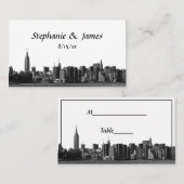 NYC Wide Skyline Etched Escortkarten Platzkarte (Vorne/Hinten)