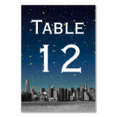 NYC Wide Skyline Gradient Blue Starry DIY BG Tischnummer (Rückseite)