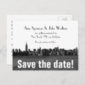 NYC Wide Skyline Save the Date Ankündigungspostkarte (Vorne/Hinten)