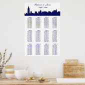 NYC Wide Skyline Silhouette DIY BG Blue Poster (Küche)