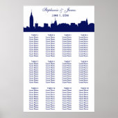 NYC Wide Skyline Silhouette DIY BG Blue Poster (Vorne)