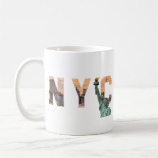 NYC Word Art mit Freiheitsstatue Skyline Tasse