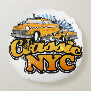 NYC Yellow Cab Logo Rundes Kissen