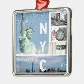 Nyc Yellow Taxi Manhattan Brooklyn Bridge Liberty Ornament Aus Metall (Links)