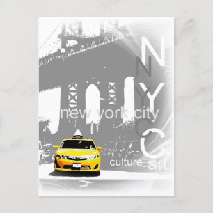 Nyc Yellow Taxi New York City Brooklyn Bridge Postkarte