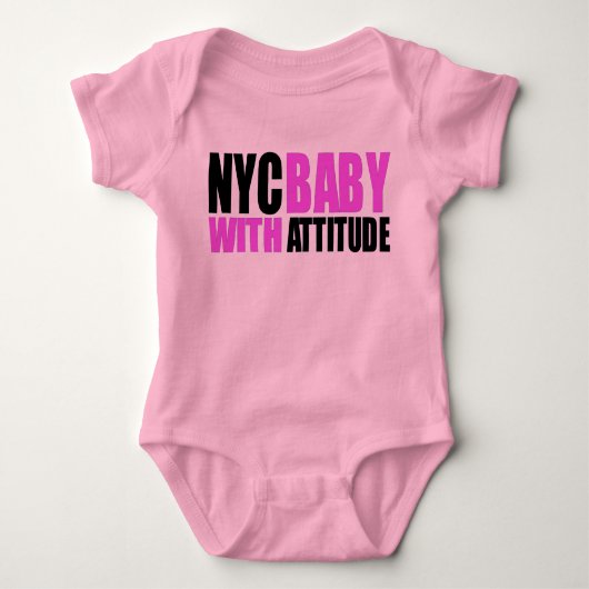 NycBabywAttitude_blk&pink girl Baby Strampler (Vorderseite)