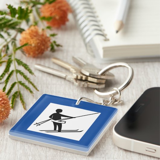 Nyckelring Vägmärke Slalom Skidor Schlüsselanhänger (Vorderseite rechts)