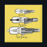 Nyckleharpa-Magnet Magnet<br><div class="desc">Kennen Sie Ihre Harpas! Nyckelharpa,  Dymeharpa,  Quartyrharpa Illustration von Megan Amoss (MeganAmoss.com)</div>