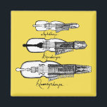 Nyckleharpa-Magnet Magnet<br><div class="desc">Kennen Sie Ihre Harpas! Nyckelharpa,  Dymeharpa,  Quartyrharpa Illustration von Megan Amoss (MeganAmoss.com)</div>