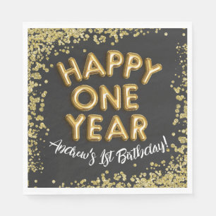 NYE 1. Neue Jahre Geburtstag glücklich Ein Jahr Ei Serviette