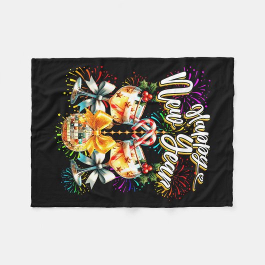Nye Champagne Disco Coquette Bow New Year Firework Fleecedecke (Vorderseite (Horizontal))