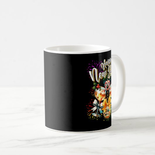 Nye Champagne Disco Coquette Bow New Year Firework Kaffeetasse (VorderseiteRechts)