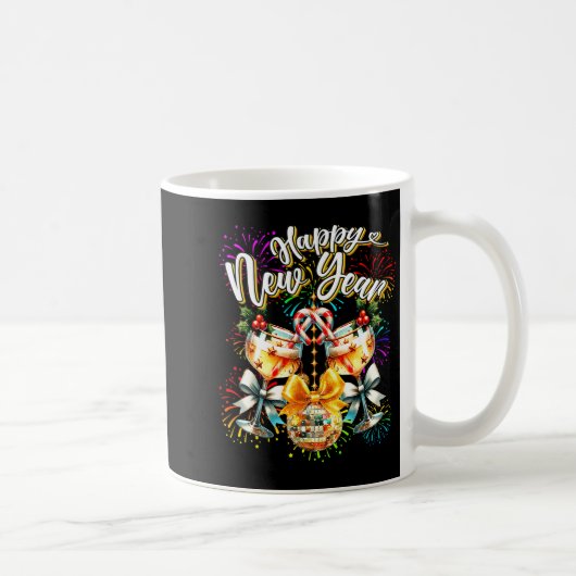 Nye Champagne Disco Coquette Bow New Year Firework Kaffeetasse (Rechts)