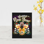 Nye Champagne Disco Coquette Bow New Year Firework Karte (Gelbe Blume)