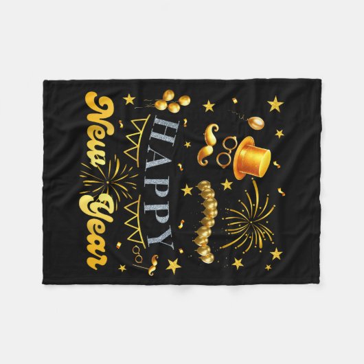 Nye Party Crew Balloon Fireworks Family Reunion Co Fleecedecke (Vorderseite (Horizontal))