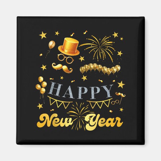 Nye Party Crew Balloon Fireworks Family Reunion Co Magnet (Vorne)