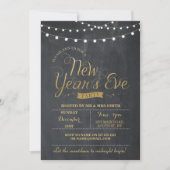 NYE Silvester Party Gold Chalk Einladung (Vorderseite)