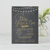 NYE Silvester Party Gold Chalk Einladung (Stehend Vorderseite)