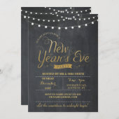 NYE Silvester Party Gold Chalk Einladung (Vorne/Hinten)