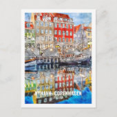 Nyhavn Copenhagen Denmark Travel Watercolor Sketch Postkarte (Vorderseite)