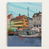 Nyhavn Copenhagen Denmark Whimsical Lustration Planer (Vorderseite)