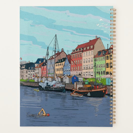 Nyhavn Copenhagen Denmark Whimsical Lustration Planer (Rückseite)