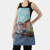 Nyhavn Copenhagen Denmark Whimsical Lustration Schürze (InSitu)